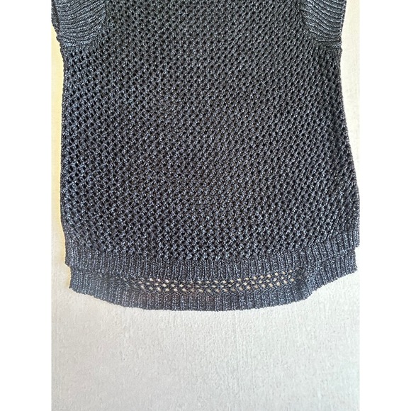White House Black Market Crochet Shimmery Blue Cap Sleeve Beach Pool Top - Picture 5 of 9